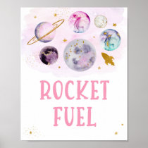 Rocket Fuel Galaxy Pink Gold Space Birthday Poster