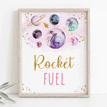 Rocket Fuel Pink Gold Space Birthday Poster at Zazzle