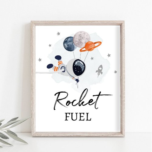 Rocket Fuel Space Party Astronaut Boy Drinks Sign