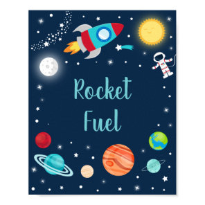 Rocket Fuel Space Rocket Ship Planets Birthday Poster