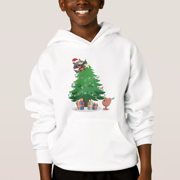 Rocket Groot Decorate Christmas Tree Hoodie Zazzle