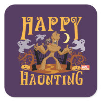 Rocket & Groot "Happy Haunting" Square Sticker