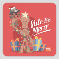 Rocket & Groot "Yule Be Merry" Square Sticker