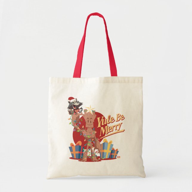 Rocket & Groot "Yule Be Merry" Tote Bag (Front)