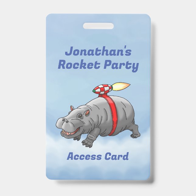 Rocket Hippo Birthday Badge (Front)