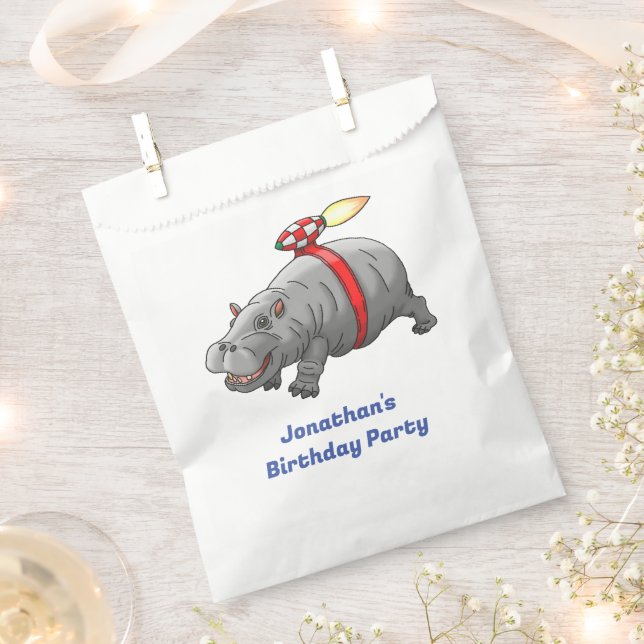 Rocket Hippo Birthday Favor Bag (Clipped)