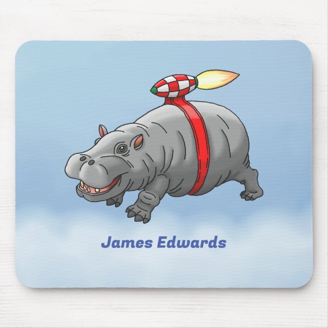 Rocket Hippo Mouse Pad (Front)