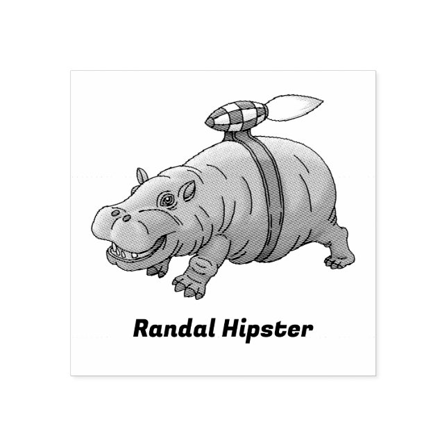 Rocket Hippo Rubber Stamp (Imprint)