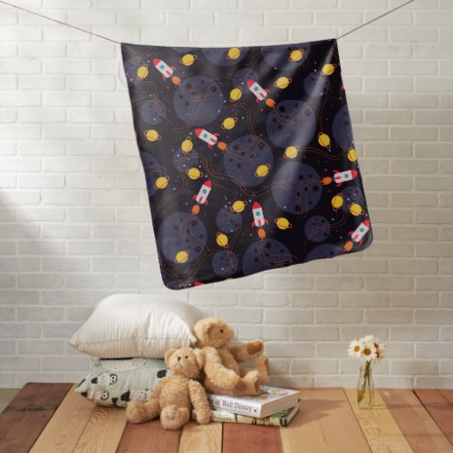 Rocket in Space Baby Blanket