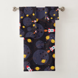 Rocket in Space Bath Towel Set