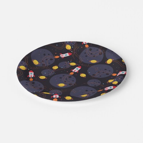 Rocket in Space Paper Plates