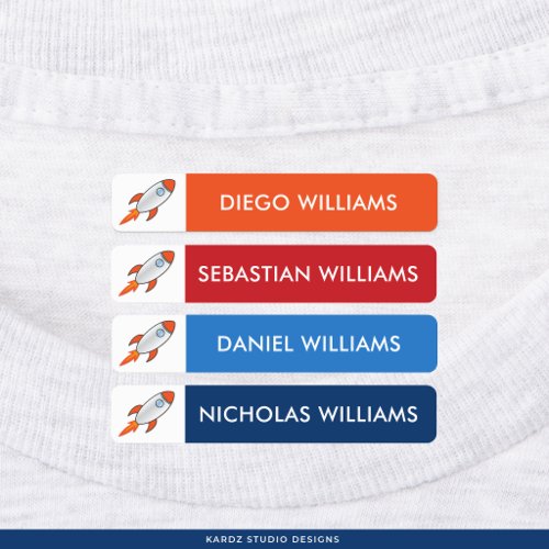 Rocket Kids Name Iron On Clothing Kids' Labels