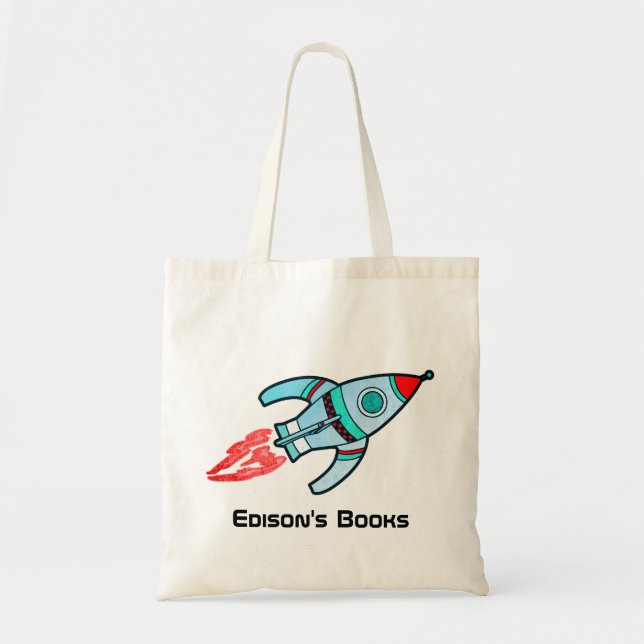 Rocket kids named id library tote bag (Front)