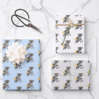 Rocket Koala Bear Wrapping Paper Sheets