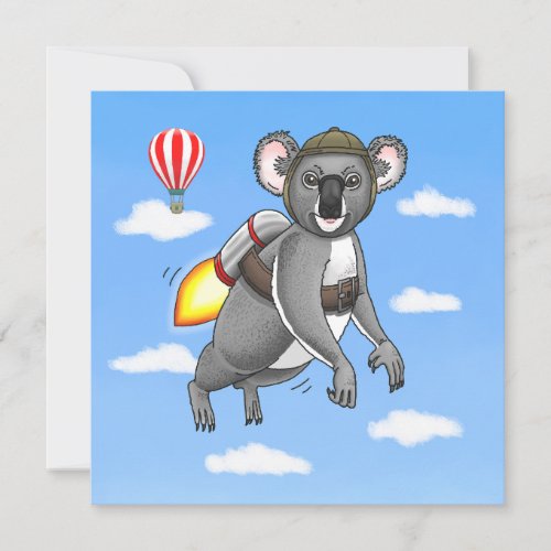 Rocket Koala Birthday Invitation