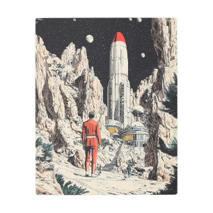 Rocket Launch Base on a Distant Planet Metal Print