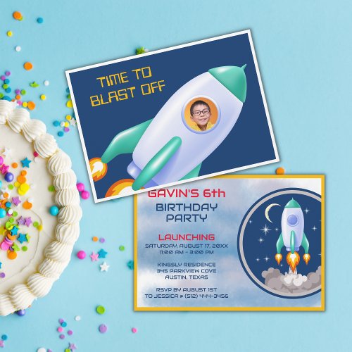 Rocket Launch Birthday Party Invitation