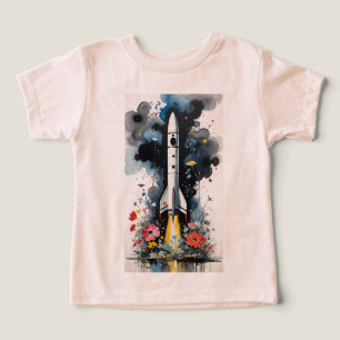 Rocket Launch Floral Toddler T-shirt