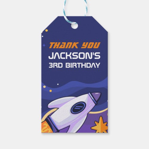 Rocket Launch Outer Space Kids Birthday Party Gift Tags
