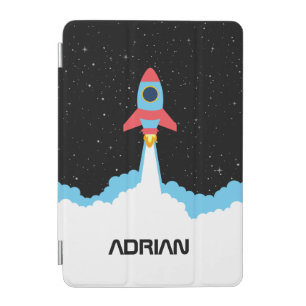 Rocket Launching in Outer Space Custom Name iPad Mini Cover