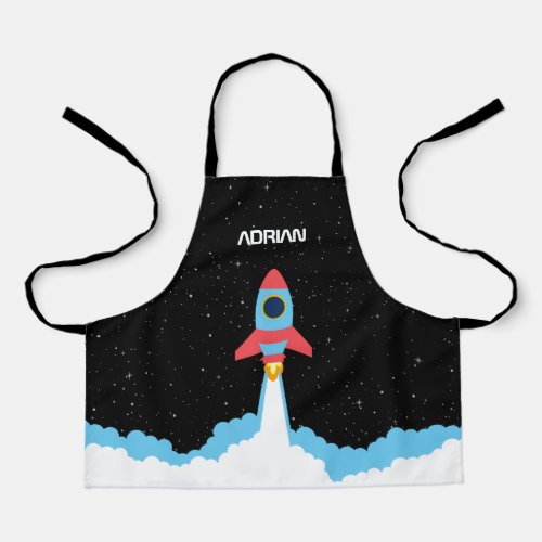 Rocket Launching in Outer Space Kids Apron