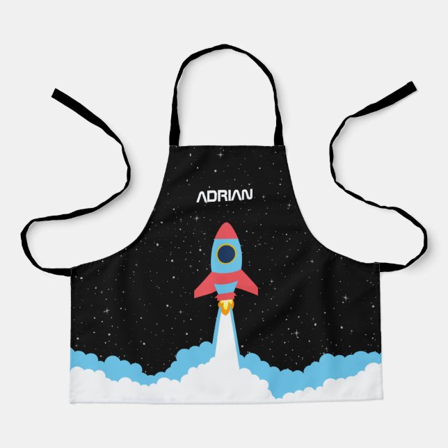 Rocket Launching in Outer Space Kids Apron (Front)