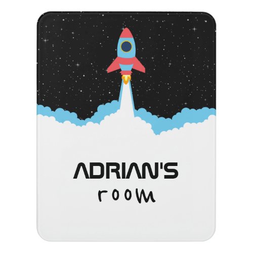 Rocket Launching in Outer Space Kids Door Sign