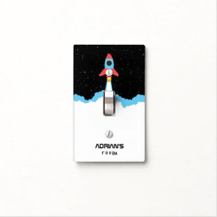 Rocket Launching in Outer Space Kids Light Switch Cover