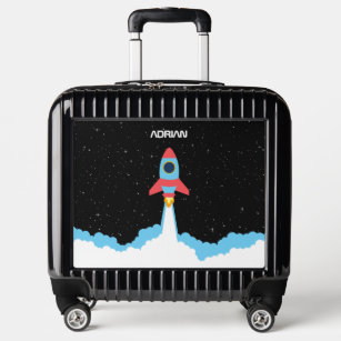 Rocket Launching in Outer Space Kids Name Luggage