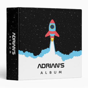 Rocket Launching in Outer Space Kids Photo Album 3 Ring Binder