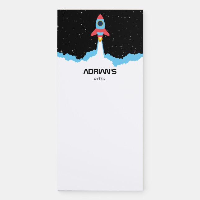 Rocket Launching in Outer Space Magnetic Notepad (Front)