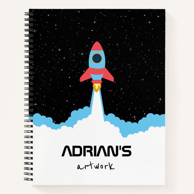 Rocket Launching in Outer Space Sketchbook Notebook (Front)