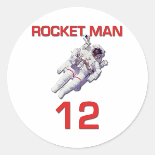 Rocket Man 12 Basketball Astronaut Classic Round Sticker