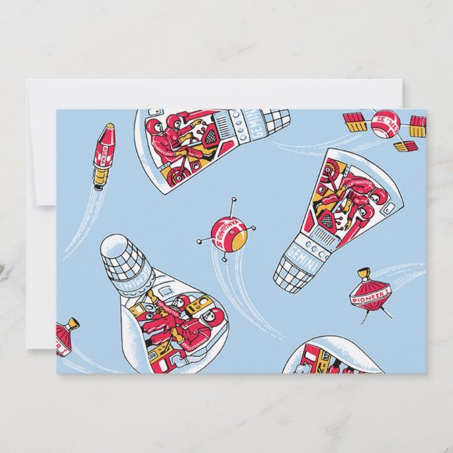 Rocket Man Retro Gemini Rockets in Space Party Invitation (Front)