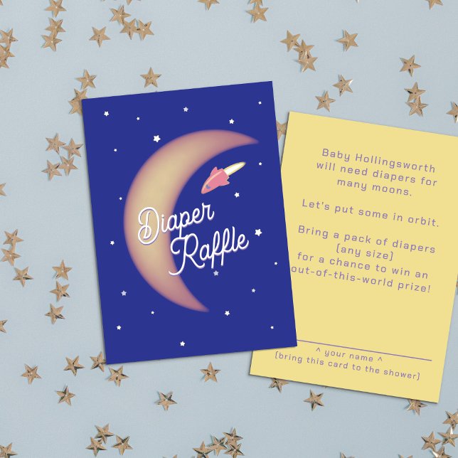 Rocket & Moon Diaper Raffle Pink & Blue Enclosure Card (Creator Uploaded)