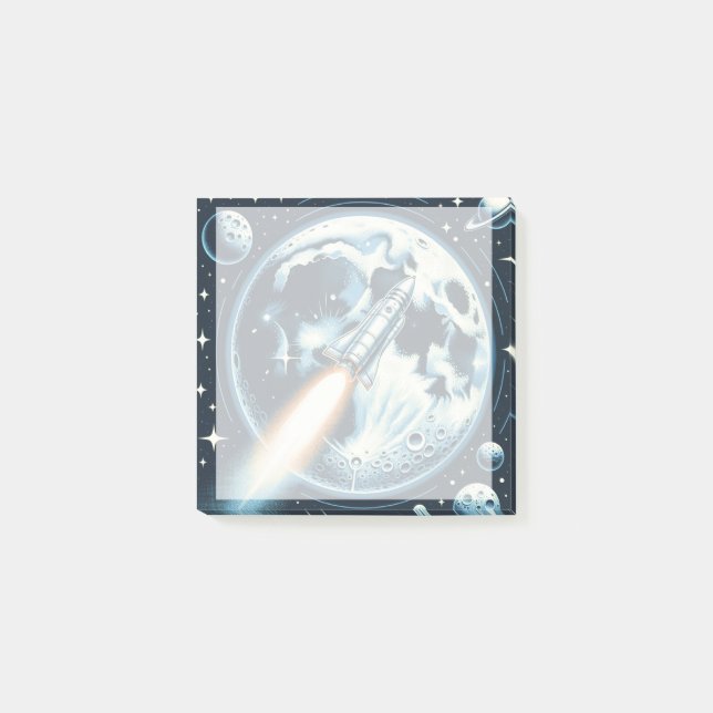 Rocket Moon Space Post-it Notes (Front)