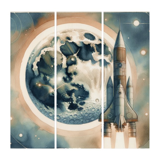 Rocket Moon Space Triptych (Front)