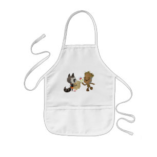 Rocket Observing Groot Grow Flowers Kids' Apron