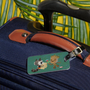 Rocket Observing Groot Grow Flowers Luggage Tag