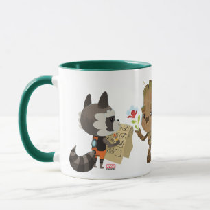 Rocket Observing Groot Grow Flowers Mug