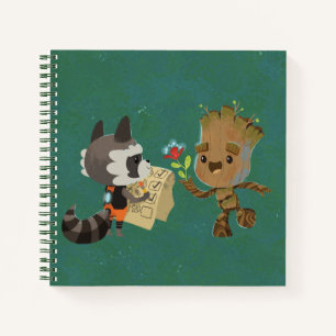 Rocket Observing Groot Grow Flowers Notebook