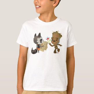 Rocket Observing Groot Grow Flowers T-Shirt