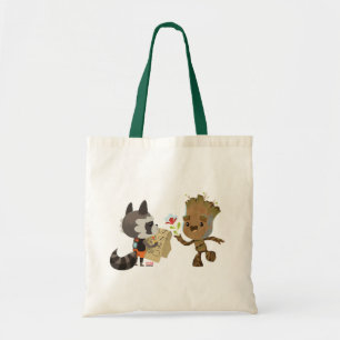 Rocket Observing Groot Grow Flowers Tote Bag