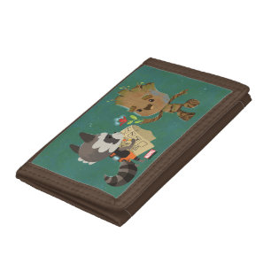 Rocket Observing Groot Grow Flowers Tri-fold Wallet