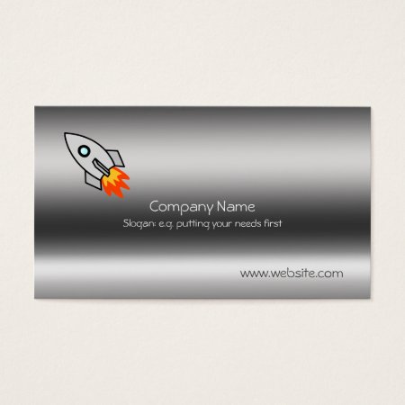 Rocket on metallic-look template business card