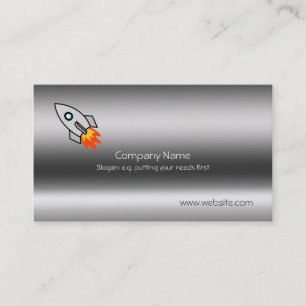 Rocket on metallic-look template business card