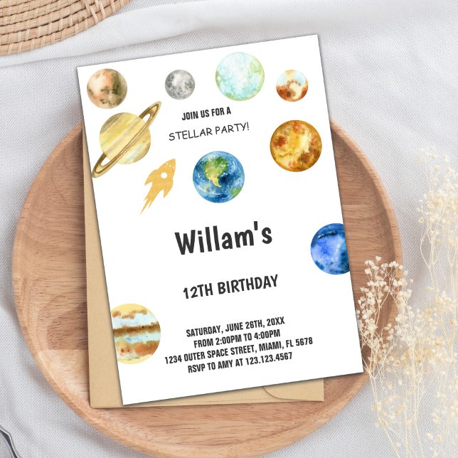 Rocket Outer Space Birthday Invitation (Rocket Outer Space Birthday Invitations)