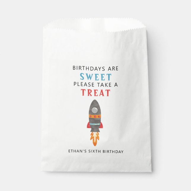 Rocket Outer Space Birthday Party Favor Bag (Front)