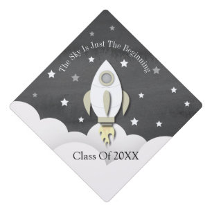 Rocket Outer Space Graduation Classic Round Stick Graduation Cap Topper
