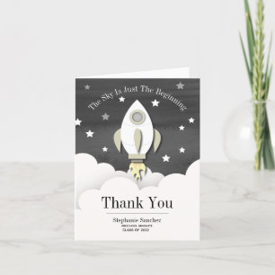 Rocket Outer Space Graduation  Letterpress Thank You Card